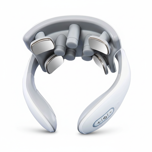 Avelena | Intelligenter Nackenmassager mit Wärmefunktion | 4D-Tiefengewebe-Triggerpunktmassage | 15 Intensitätsstufen | Tragbares EMS-Schmerztherapiegerät