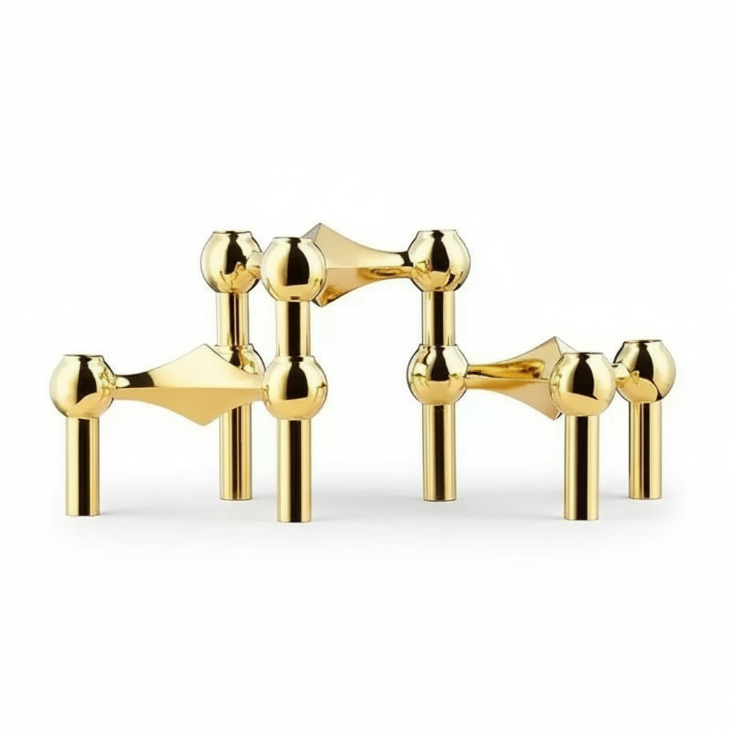 Avelena | Molekularer Metallkerzenhalter | Modular & Stapelbar | Chrom/Gold/Schwarz