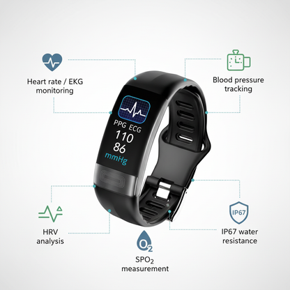 Avelena | P11 Plus Smart Bracelet | EKG & Herzgesundheit | IP67, Silikon