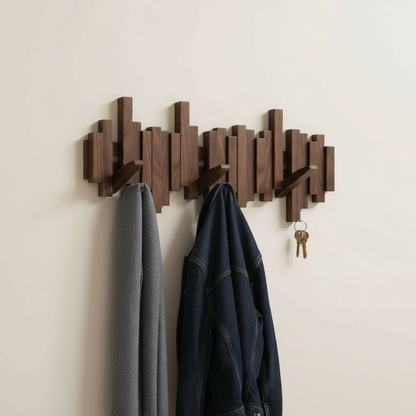 Avelena | Wandgarderobe im Klavier-Design | Klappbare Holzhaken | Holz