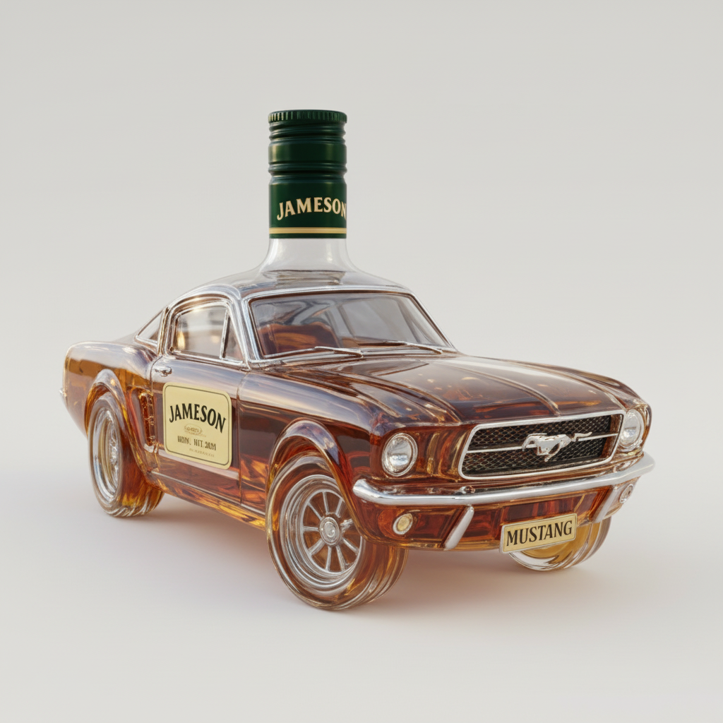 Avelena | Mustang Whiskey-Dekanter | 3D Glasdesign | Klar
