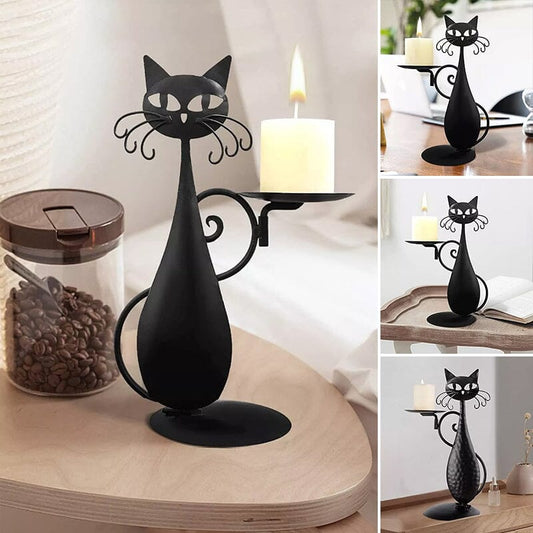 Avelena | Schwarze Katze Kerzenhalter