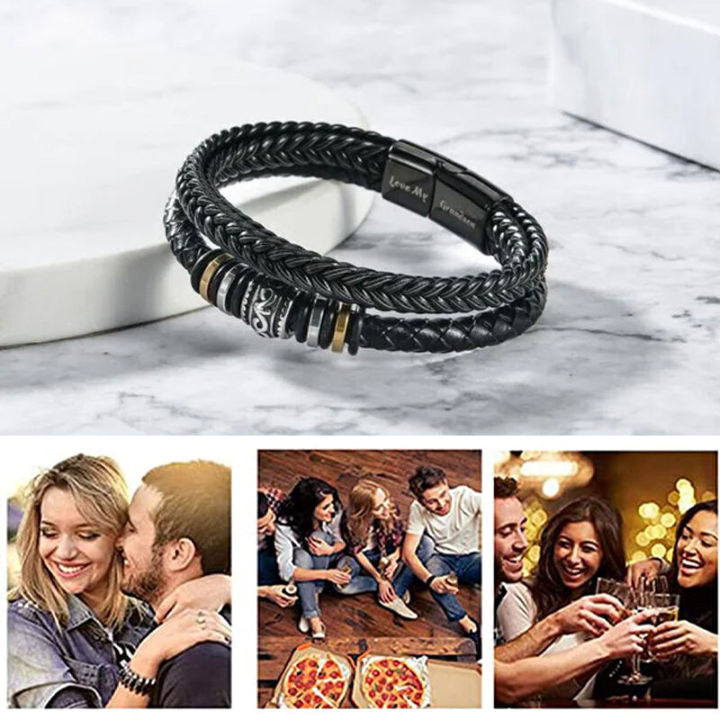 Avelena | für Meinen Sohn Armband – Klassisches Geflochtenes Lederarmband mit Graviertem Text, Magnetverschluss aus Edelstahl – Perfektes Geschenk für Männer