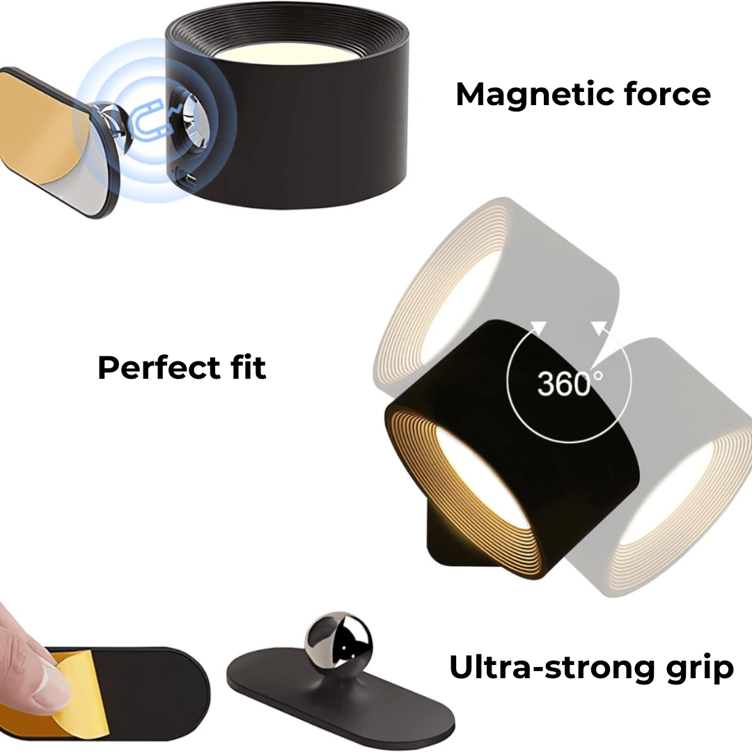 Avelena | Drahtloses wiederaufladbares 360° Wandlicht | Energiesparendes LED, Touch-Steuerung & Vielseitig für die Wohnbeleuchtung