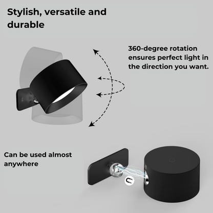 Avelena | Drahtloses wiederaufladbares 360° Wandlicht | Energiesparendes LED, Touch-Steuerung & Vielseitig für die Wohnbeleuchtung