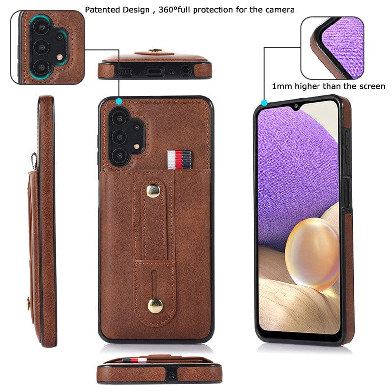 Avelena | Lederhülle mit Kartenhalter für Samsung Galaxy A