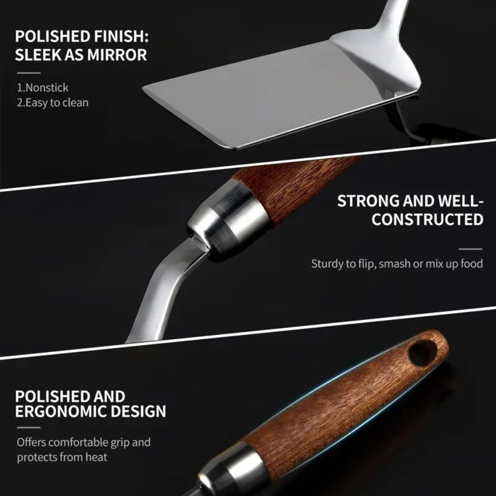 Avelena | Edelstahl-Küchenspatel mit Holzgriff