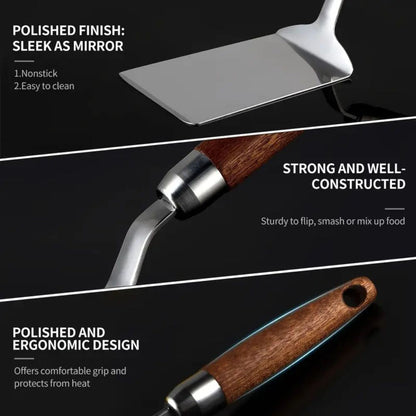 Avelena | Edelstahl-Küchenspatel mit Holzgriff