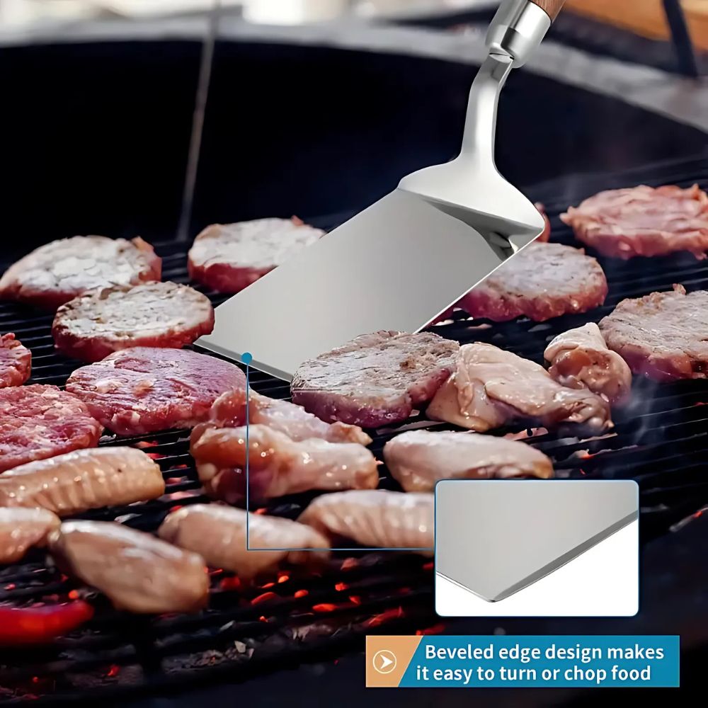 Avelena | Edelstahl-Küchenspatel mit Holzgriff