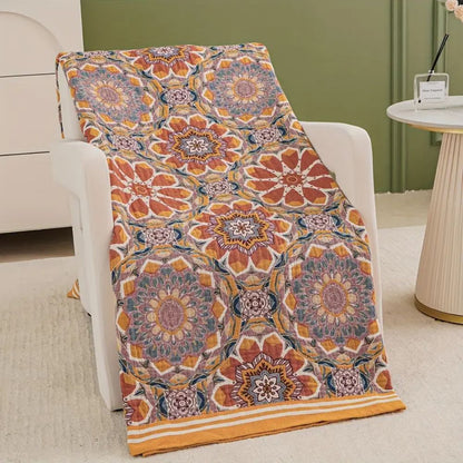 Avelena | Boho Flora Tone Baumwolldecke