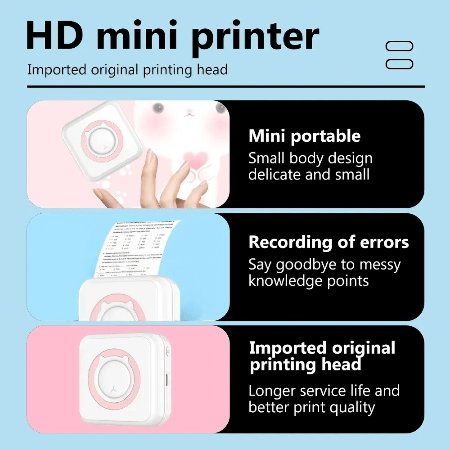 Avelena | Mini tragbarer mobiler Telefon-zu-Fotodrucker Sofort kleine Aufkleber Emoji-Bild Thermo-Bluetooth-Verbindung