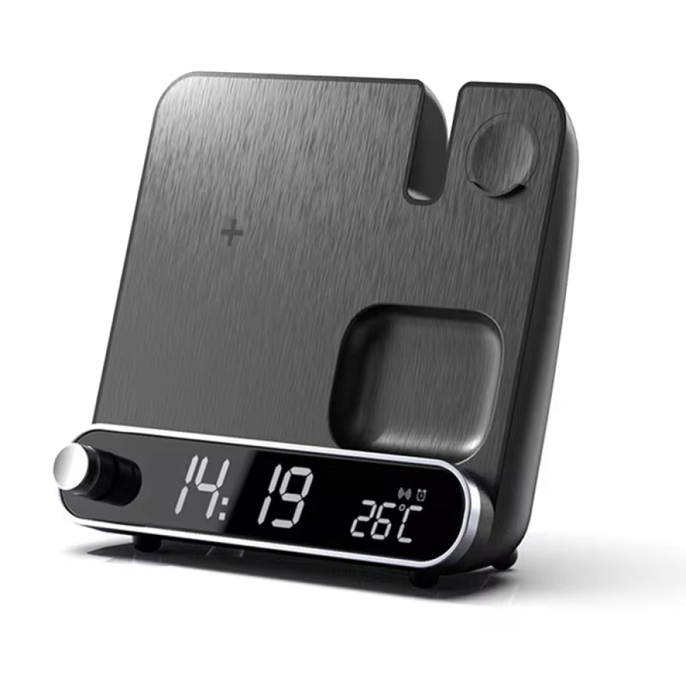 Avelena | 3-in-1 Ladestation: Wecker mit iPhone-Ladegerät, Uhrenständer und Telefon-Ladedock für Apple-Geräte