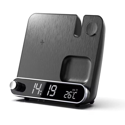 Avelena | 3-in-1 Ladestation: Wecker mit iPhone-Ladegerät, Uhrenständer und Telefon-Ladedock für Apple-Geräte