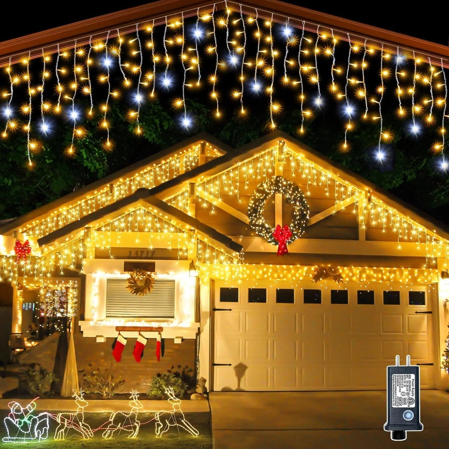 Avelena | WinterGlow Lichtvorhang – Warmweiß Wetterfest LED Weihnachtsvorhang