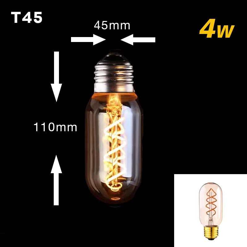Avelena | Dimmable Vintage LED-Birne (3W, E27-Basis) - Goldspiral-Glühfaden für Kronleuchter & dekorative Beleuchtung