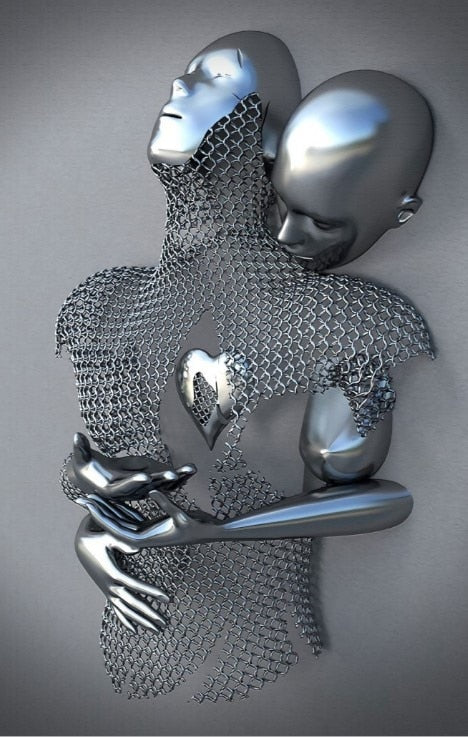 Avelena | Metallfigur Statues Stile Abstraktes Leinwandgemälde Paare Wandkunst Liebes-Skulptur Poster Druck Wohnkultur Wohnzimmer Geschenke