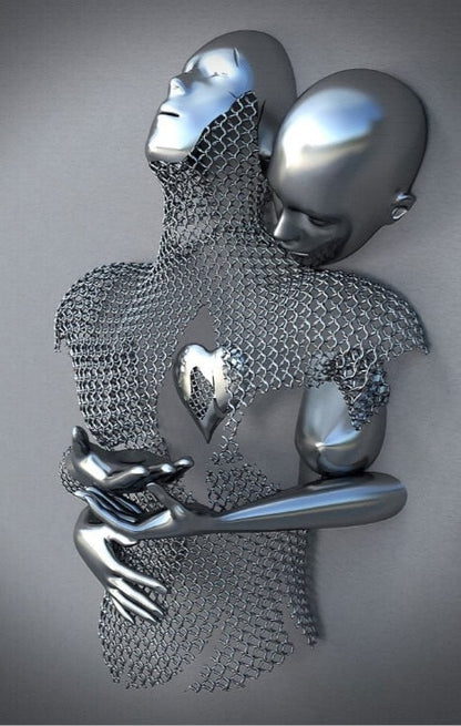 Avelena | Metallfigur Statues Stile Abstraktes Leinwandgemälde Paare Wandkunst Liebes-Skulptur Poster Druck Wohnkultur Wohnzimmer Geschenke