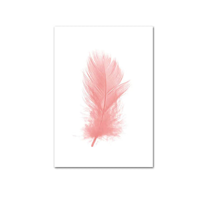 Avelena | Blush Pink Love Feather Wandkunst Feine Kunst Leinwanddruck Minimalistische Modebilder für Wohnzimmer Mädchen Schlafzimmer Mode Kunst Dekor