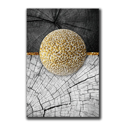 Avelena | Goldschwarz Drei Blumen Ringe Wandkunst Fine Art Leinwanddrucke Moderne Abstrakte Bilder für Urban Loft Luxuriöse Wohnzimmer Dekor