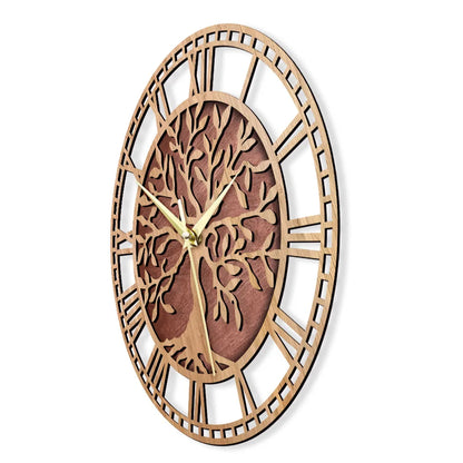Avelena | WoodArt | Rustikale Wanduhr aus Holz im Vintage-Stil