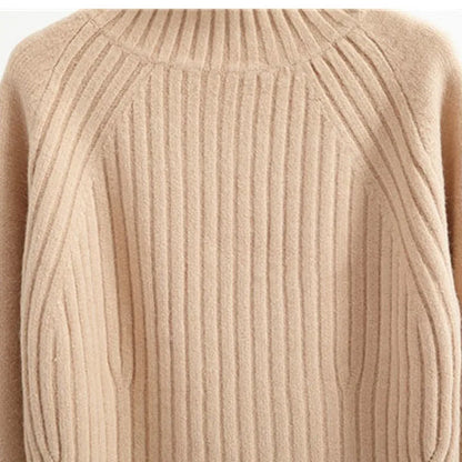 Avelena | Gerippter Rollkragenpullover mit Ballonärmeln