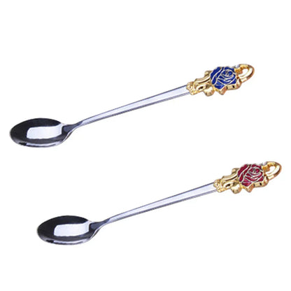 Avelena | Handgefertigte Emaille Kaffeetassen Rosen-Glas Teetasse mit Stahllöffel Luxus Einzigartige Geschenke für Hochzeit Valentinstag Geburtstagsgeschenke