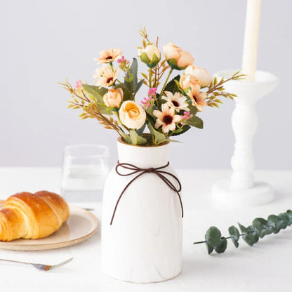 Avelena | Künstliche Blumen Kleine Asphaltrose Vasen für Wohnkultur Hochzeitsdekoration Blätter Näharbeiten Ornament Topf Weihnachten