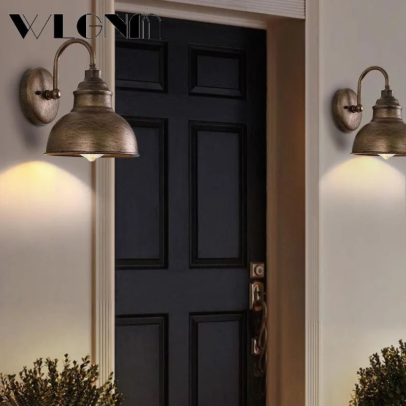 Avelena | Wasserdichte Retro Außen Garten Veranda Wandlampe: Vintage Eisen Wandleuchte für Gang, Treppe, Innenhof, Balkon, Villa