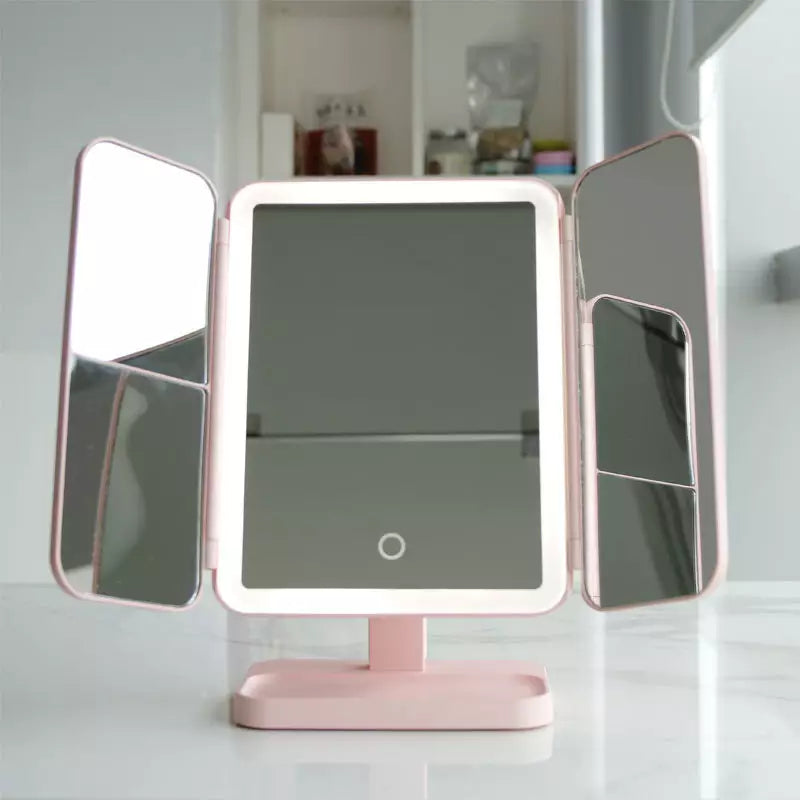 Avelena | Vanity Mirror Trifold Make-Up Spiegel mit Dreifarbiger Led-Beleuchtung