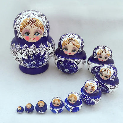 Avelena | 10 Stück/Set Holz Russische Matroschka Puppen