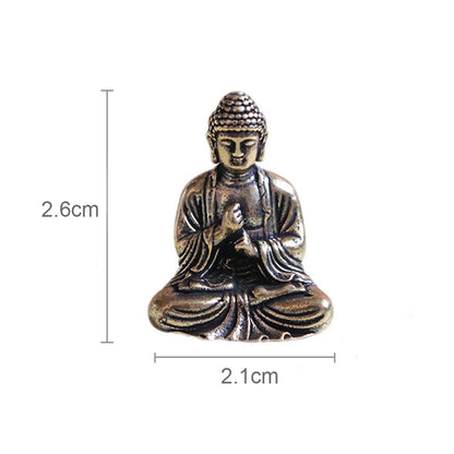 Avelena | 10 Stück Mini Messing sitzende Buddha Statue Figur für Reise Buddhismus Anbetung Zuhause Büro Schreibtisch Dekoration