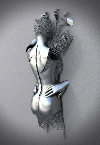 Avelena | Metallfigur Statues Stile Abstraktes Leinwandgemälde Paare Wandkunst Liebes-Skulptur Poster Druck Wohnkultur Wohnzimmer Geschenke