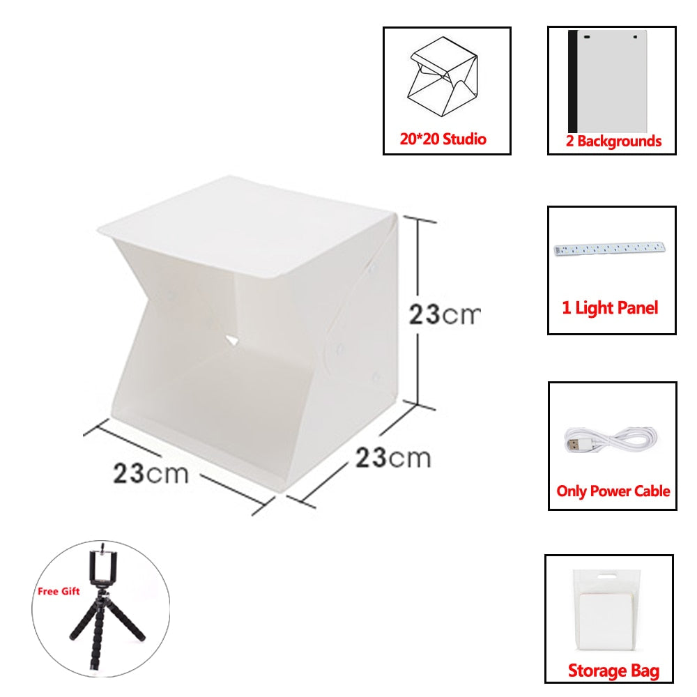 Avelena | Mini Fotostudio Faltbare Lightbox mit Led