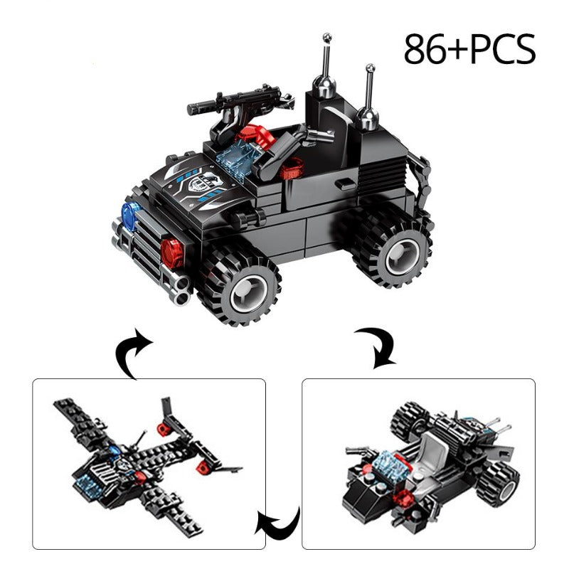 Avelena | 8 In 1 695 Teile Swat Polizei Kommandowagen Bauklötzchen Set