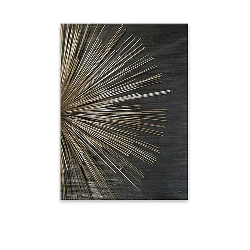Avelena | Goldschwarz Drei Blumen Ringe Wandkunst Fine Art Leinwanddrucke Moderne Abstrakte Bilder für Urban Loft Luxuriöse Wohnzimmer Dekor