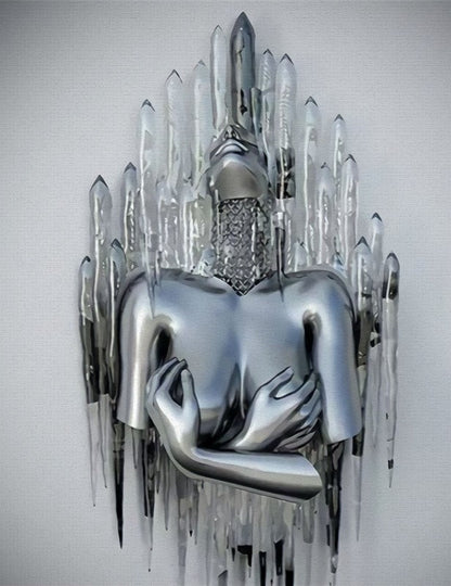 Avelena | Metallfigur Statues Stile Abstraktes Leinwandgemälde Paare Wandkunst Liebes-Skulptur Poster Druck Wohnkultur Wohnzimmer Geschenke