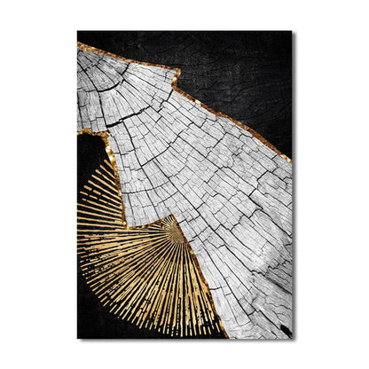 Avelena | Goldschwarz Drei Blumen Ringe Wandkunst Fine Art Leinwanddrucke Moderne Abstrakte Bilder für Urban Loft Luxuriöse Wohnzimmer Dekor