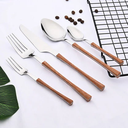 Avelena | RusticDining | Edelstahl-Besteck mit Holzgriffen