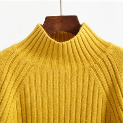 Avelena | Gerippter Rollkragenpullover mit Ballonärmeln