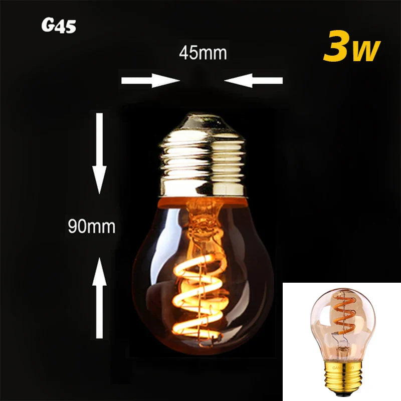 Avelena | Dimmable Vintage LED-Birne (3W, E27-Basis) - Goldspiral-Glühfaden für Kronleuchter & dekorative Beleuchtung