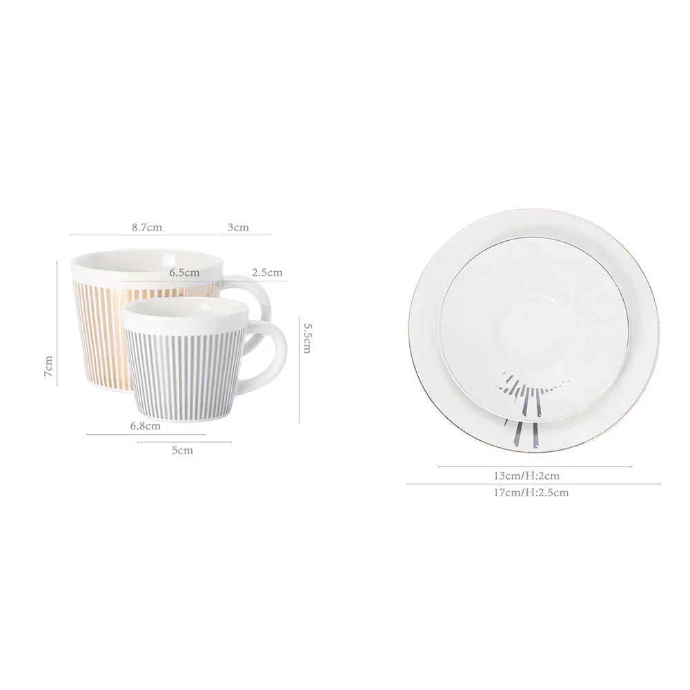 Avelena | Kreative dynamische Spiegelreflexbecher Leopard anamorpher Zebra-Becher Luycho Kaffee Tee Becher Set mit Untersetzer 90ml-225ml