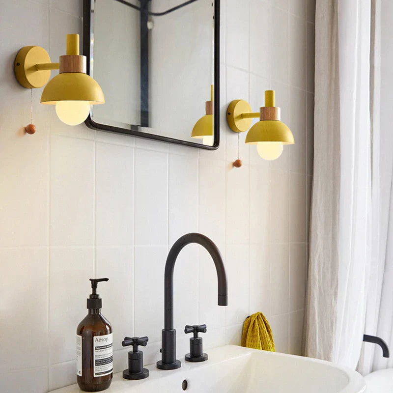 Avelena | Nachttisch LED Wandleuchte mit Schalter Nordic Modern E27 Holzwandleuchten Innenbeleuchtung Schlafzimmer Wohnzimmer Küche