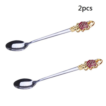 Avelena | Handgefertigte Emaille Kaffeetassen Rosen-Glas Teetasse mit Stahllöffel Luxus Einzigartige Geschenke für Hochzeit Valentinstag Geburtstagsgeschenke