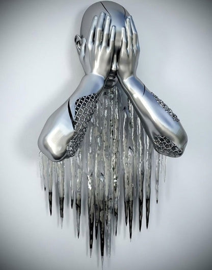 Avelena | Metallfigur Statues Stile Abstraktes Leinwandgemälde Paare Wandkunst Liebes-Skulptur Poster Druck Wohnkultur Wohnzimmer Geschenke