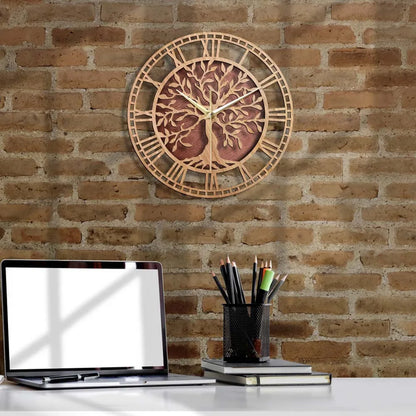 Avelena | WoodArt | Rustikale Wanduhr aus Holz im Vintage-Stil