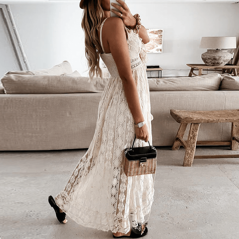 Avelena Boho-Maxi-Kleid aus Spitze