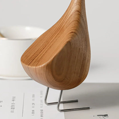 Avelena | Nordische Holz-Gans Figuren Abstrakte Teakholz Skulptur Liebespaar Figuren Natur Tier Ornamente für Hausdekoration