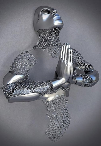 Avelena | Metallfigur Statues Stile Abstraktes Leinwandgemälde Paare Wandkunst Liebes-Skulptur Poster Druck Wohnkultur Wohnzimmer Geschenke