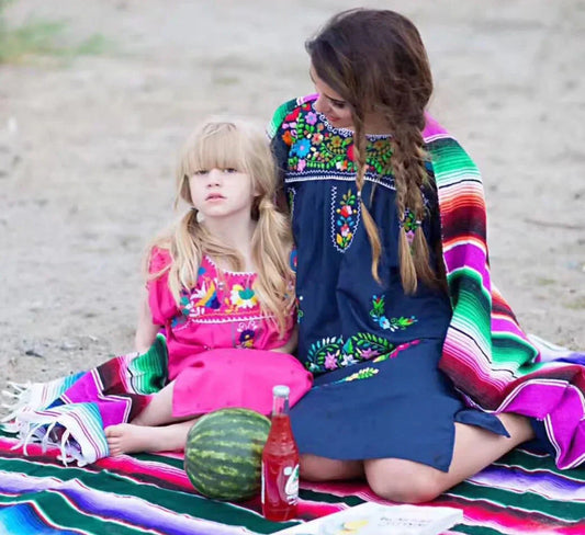 Avelena | Boho Vibrant Mexikanische Serape Decke