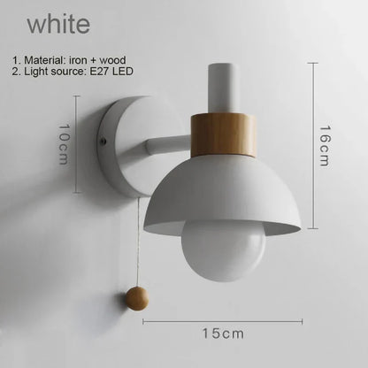 Avelena | Nachttisch LED Wandleuchte mit Schalter Nordic Modern E27 Holzwandleuchten Innenbeleuchtung Schlafzimmer Wohnzimmer Küche